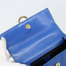 CELINE Circle Hand Bag Leather 2way Blue Gold Auth 163422-21
