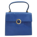 CELINE Circle Hand Bag Leather 2way Blue Gold Auth 163422-13