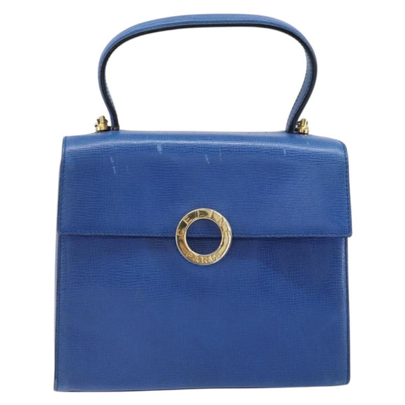 CELINE Circle Hand Bag Leather 2way Blue Gold Auth 163422