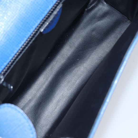 CELINE Circle Hand Bag Leather 2way Blue Gold Auth 163422