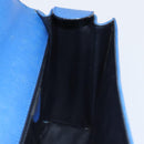 CELINE Circle Hand Bag Leather 2way Blue Gold Auth 163422-23