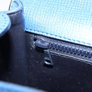 CELINE Circle Hand Bag Leather 2way Blue Gold Auth 163422-25