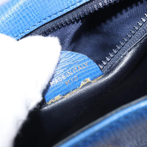 CELINE Circle Hand Bag Leather 2way Blue Gold Auth 163422