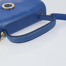 CELINE Circle Hand Bag Leather 2way Blue Gold Auth 163422-7