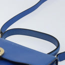 CELINE Circle Hand Bag Leather 2way Blue Gold Auth 163422-14