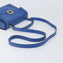 CELINE Circle Hand Bag Leather 2way Blue Gold Auth 163422-8