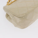 CHANEL Matelasse Chain Shoulder Bag Leather Ivory Gold CC Auth 163424-10