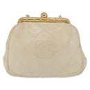 CHANEL Matelasse Chain Shoulder Bag Leather Ivory Gold CC Auth 163424-13