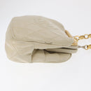 CHANEL Matelasse Chain Shoulder Bag Leather Ivory Gold CC Auth 163424-3