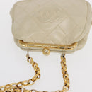CHANEL Matelasse Chain Shoulder Bag Leather Ivory Gold CC Auth 163424-7
