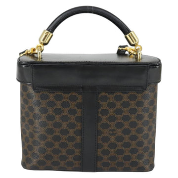 CELINE Macadam Canvas Hand Bag PVC Leather 2way Black Gold Auth 163425V - 0