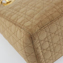 Christian Dior Lady Dior Canage Hand Bag Beige Gold Auth 163430-14