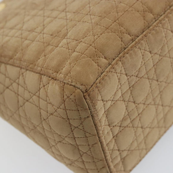 Christian Dior Lady Dior Canage Hand Bag Beige Gold Auth 163430