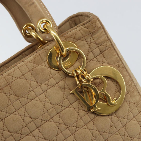Christian Dior Lady Dior Canage Hand Bag Beige Gold Auth 163430