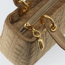 Christian Dior Lady Dior Canage Hand Bag Beige Gold Auth 163430-10