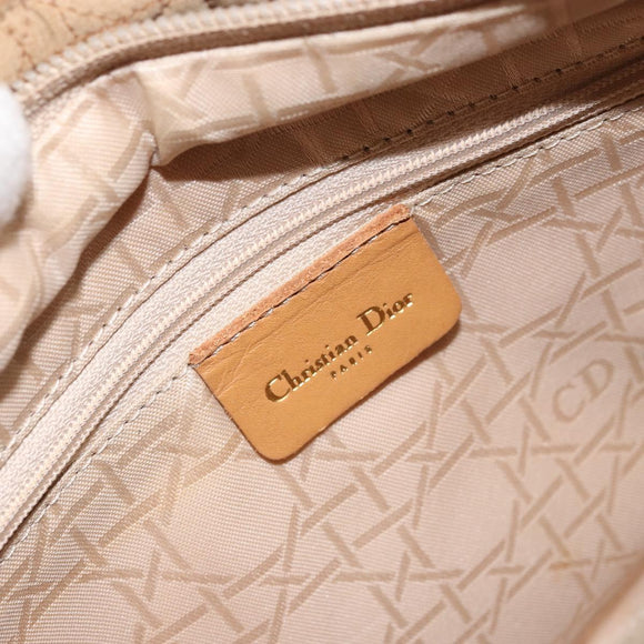 Christian Dior Lady Dior Canage Hand Bag Beige Gold Auth 163430