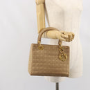 Christian Dior Lady Dior Canage Hand Bag Beige Gold Auth 163430-23