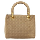 Christian Dior Lady Dior Canage Hand Bag Beige Gold Auth 163430-2