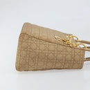 Christian Dior Lady Dior Canage Hand Bag Beige Gold Auth 163430-3