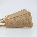 Christian Dior Lady Dior Canage Hand Bag Beige Gold Auth 163430-4