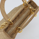 Christian Dior Lady Dior Canage Hand Bag Beige Gold Auth 163430-6