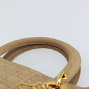 Christian Dior Lady Dior Canage Hand Bag Beige Gold Auth 163430-8