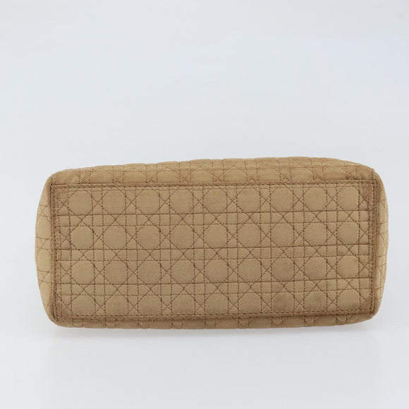 Christian Dior Lady Dior Canage Hand Bag Beige Gold Auth 163430