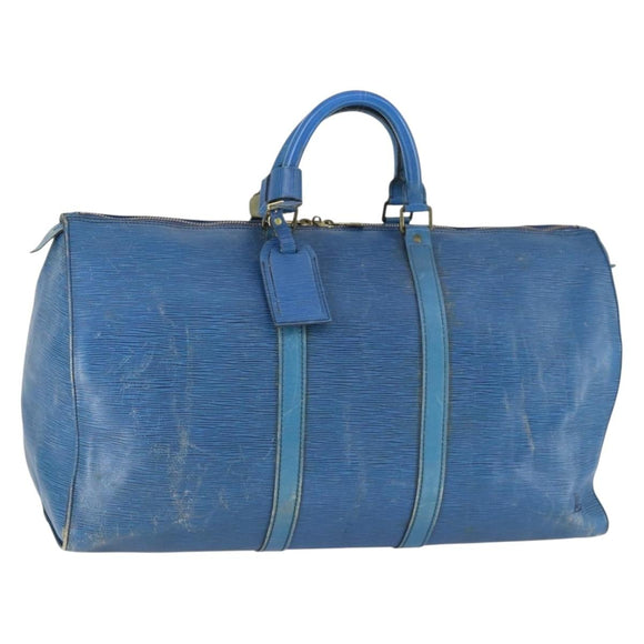 LOUIS VUITTON Epi Keepall 50 Boston Bag Vintage Blau M42965 LV Auth 163435