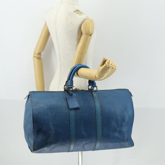 LOUIS VUITTON Epi Keepall 50 Boston Bag Vintage Blau M42965 LV Auth 163435