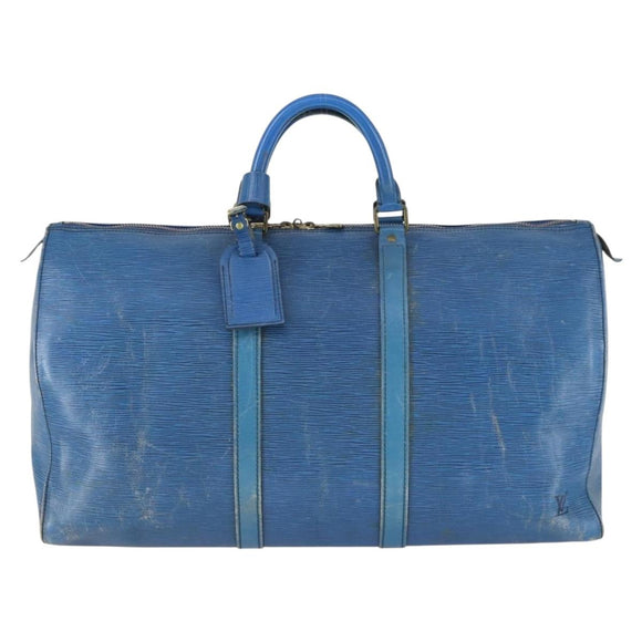 LOUIS VUITTON Epi Keepall 50 Boston Bag Vintage Blau M42965 LV Auth 163435