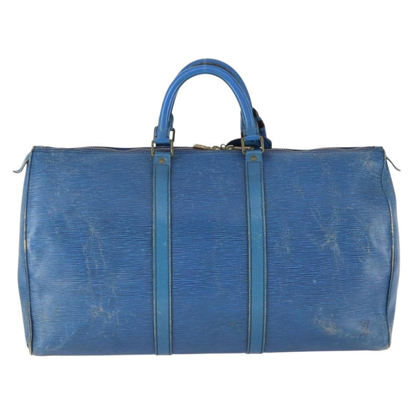 LOUIS VUITTON Epi Keepall 50 Boston Bag Vintage Blau M42965 LV Auth 163435