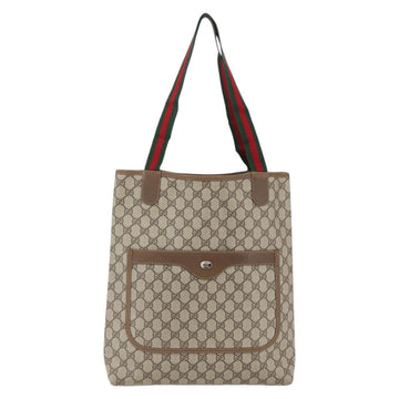 GUCCI GG Supreme Web Sherry Line Tote Bag PVC Beige Gold 40 02 003 Auth 163446 - 0