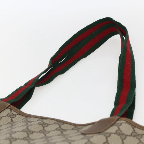 GUCCI GG Supreme Web Sherry Line Tote Bag PVC Beige Gold 40 02 003 Auth 163446