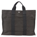 HERMES Her Line Tote MM Hand Bag Canvas Gray Auth 163451-13