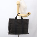 HERMES Her Line Tote MM Hand Bag Canvas Gray Auth 163451-20