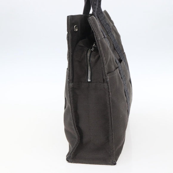HERMES Her Line Tote MM Hand Bag Canvas Gray Auth 163451