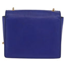 Salvatore Ferragamo Vala Chain Shoulder Bag Leather Blue Gold Auth 163452-2