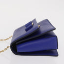 Salvatore Ferragamo Vala Chain Shoulder Bag Leather Blue Gold Auth 163452-4