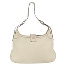 Salvatore Ferragamo Gancini Shoulder Bag Leather Ivory Silver Auth 163453-3