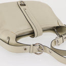 Salvatore Ferragamo Gancini Shoulder Bag Leather Ivory Silver Auth 163453-6