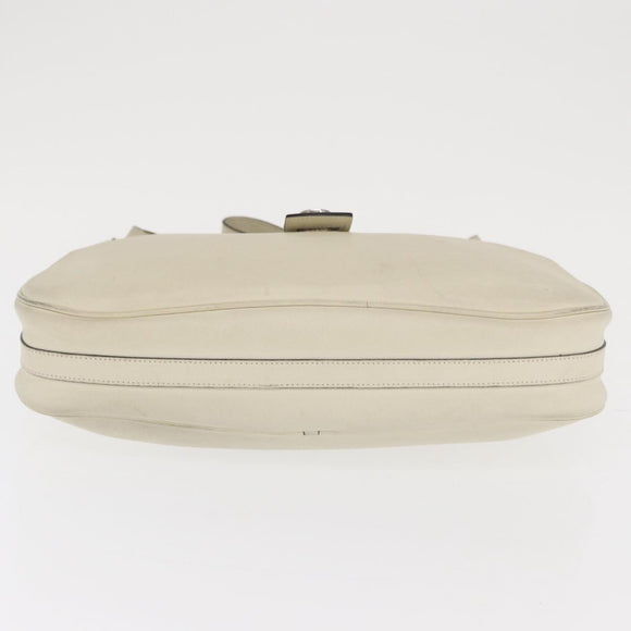 Salvatore Ferragamo Gancini Shoulder Bag Leather Ivory Silver Auth 163453