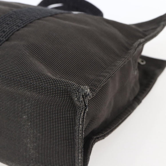 HERMES Her Line Tote MM Hand Bag Canvas Gray Auth 163456