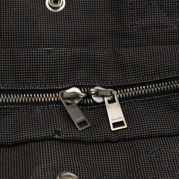 HERMES Her Line Tote MM Hand Bag Canvas Gray Auth 163456