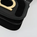 Salvatore Ferragamo Gancini Shoulder Bag Suede Black Gold Auth 163457-10