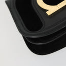 Salvatore Ferragamo Gancini Shoulder Bag Suede Black Gold Auth 163457-11