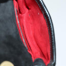 Salvatore Ferragamo Gancini Shoulder Bag Suede Black Gold Auth 163457-16