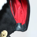 Salvatore Ferragamo Gancini Shoulder Bag Suede Black Gold Auth 163457-18
