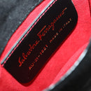 Salvatore Ferragamo Gancini Shoulder Bag Suede Black Gold Auth 163457-19