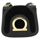 Salvatore Ferragamo Gancini Shoulder Bag Suede Black Gold Auth 163457-2