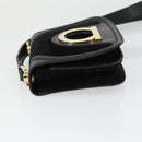 Salvatore Ferragamo Gancini Shoulder Bag Suede Black Gold Auth 163457-5